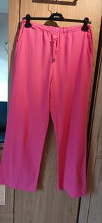 Fuchsia roze broek, wijde rechte pijp, elastische boord, L, Ophalen of Verzenden, Zo goed als nieuw, Maat 42/44 (L), Roze