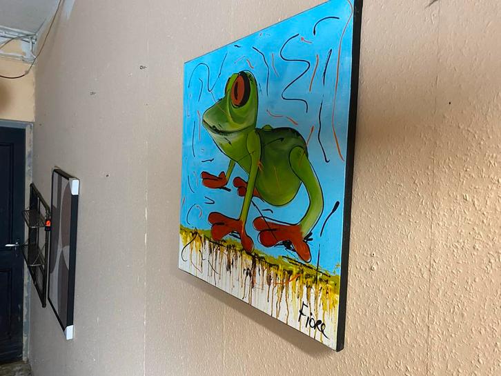 Vrolijk schilderij Fiore 60x60, Antiek en Kunst, Kunst | Schilderijen | Modern, Ophalen