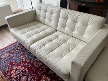 Ikea bank Landskrona wit leer, voetenbank is verkocht - afbeelding 2