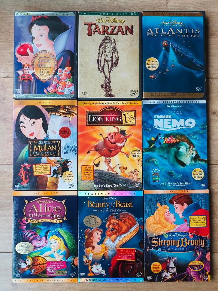 Diverse Disney NTSC DVD Titels: Snow White, Tarzan, Nemo, Cd's en Dvd's, Dvd's | Tekenfilms en Animatie, Zo goed als nieuw, Amerikaans