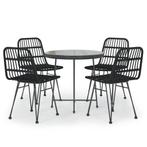 5-delige Tuinset poly rattan zwart, Ophalen of Verzenden, Nieuw