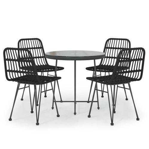 5-delige Tuinset poly rattan zwart, Tuin en Terras, Tuinmeubel-accessoires, Nieuw, Ophalen of Verzenden