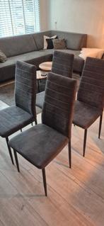 4 eetkamerstoelen (grijs), Huis en Inrichting, Ophalen, Gebruikt, Metaal, Vier