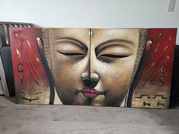 Boeddha Geschilderde Canvas Schilderij (2 delig) beschikbaar voor biedingen