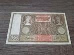 Prachtig biljet 100 gulden Luitspelende Vrouw, 1941, Postzegels en Munten, Bankbiljetten | Nederland, Ophalen of Verzenden, 100 gulden