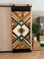 Industriële Schuifdeur – Hout & Metaal | Handgemaakt Design, 80 tot 100 cm, Binnendeur, Ophalen of Verzenden, Schuifdeur