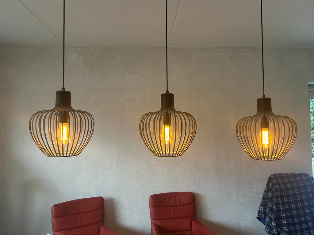 Prachtige hanglamp zwart metaal. Inclusief lichtbronnen., Ophalen, Zo goed als nieuw, Metaal, Minder dan 50 cm