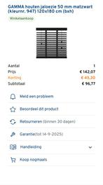 Houten Jaloezie Gamma 120x180 Mat Zwart, Huis en Inrichting, Stoffering | Gordijnen en Lamellen, Ophalen, 100 tot 150 cm, Zwart