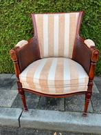 Elegante Louis XVI Stijl Fauteuil met Riet, Huis en Inrichting, Stoelen, Ophalen, Gebruikt, Bruin, Eén