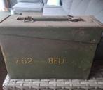 Groen metalen legerkistje, kistje van leger met opschrift, Ophalen of Verzenden