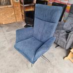 Blauwe Relaxfauteuil Spijkerstof - Handmatig Verstelbaar, Huis en Inrichting, Fauteuils, Ophalen, Gebruikt, 75 tot 100 cm, Metaal