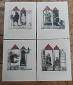 Karin Campfens, 4 mooie kleuren etsen, spreuken, Antiek en Kunst, Ophalen of Verzenden
