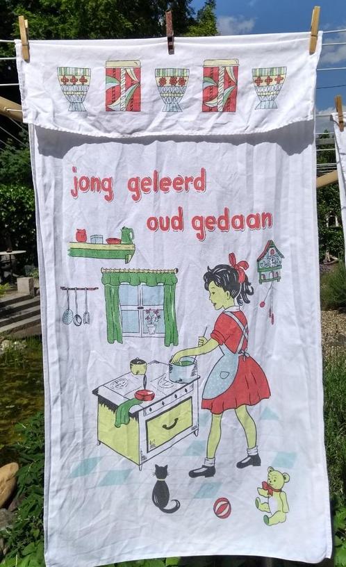 Vintage handdoekrek doek bedrukt 98 x 54 cm (HR22), Huis en Inrichting, Keuken | Textiel, Gebruikt, Ophalen of Verzenden