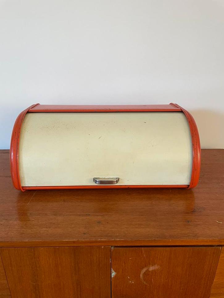 Retro vintage oranje brooddoos, Verzamelen, Retro, Huis en Inrichting, Ophalen