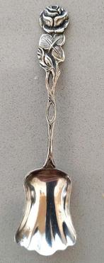 Verzilverd bloemenlepeltje / lepeltje met roos, Antiek en Kunst, Antiek | Bestek, Ophalen of Verzenden