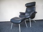 KEURIG NETTE Conform Time Out design relax fauteuil + hocker, Hout, 75 tot 100 cm, Zo goed als nieuw, 50 tot 75 cm