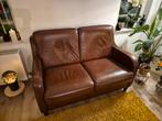 Lichtbruin leren bankstel 2,5 en 2 zits, Gebruikt, Ophalen of Verzenden, Vierpersoons of meer, Leer