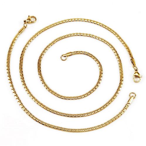 Platte Slangen Schakelsketting + Dames Armband Set Goudkleur, Sieraden, Tassen en Uiterlijk, Kettingen, Nieuw, Overige materialen