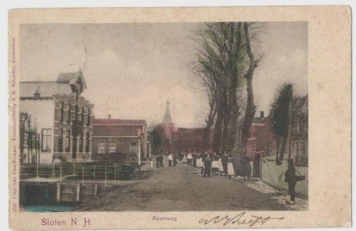 Ansichtkaart Sloten NH Akerweg, Verzamelen, Ansichtkaarten | Nederland, Gelopen, Noord-Holland, Voor 1920, Ophalen