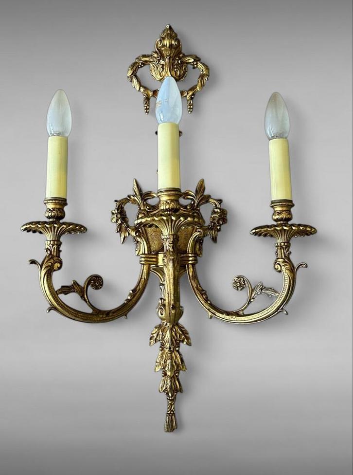 Art Deco Bronzen Vintage Antieke Empire Stijl Wandlamp lamp, Huis en Inrichting, Lampen | Wandlampen, Gebruikt, Metaal, Ophalen of Verzenden