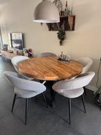 Complete set! Ronde tafel 130 cm met 5 stoelen. Als nieuw!, Huis en Inrichting, Tafels | Eettafels, Ophalen, 50 tot 100 cm, 100 tot 150 cm