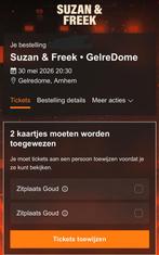 2 kaartjes Suzanne en Freek zitplaatsen 30 mei, Twee personen, Mei