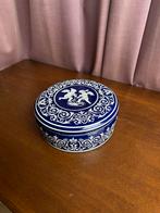 Vintage Blauwe Sierdoos met Engelen, Ophalen of Verzenden