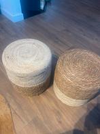 2 Riet Poefjes - 30cm Hoog, 25cm Rond, Minder dan 50 cm, Gebruikt, Rond, Riet of Rotan