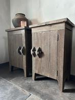 Nachtkastjes Driftwood Set van 2 met schuifsluiting, Ophalen of Verzenden, Nieuw, Minder dan 45 cm