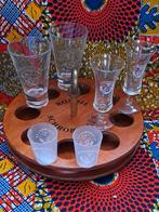 Rondje Schrobbelèr▪️Drankplateau m div glaasjes▪ 2 Kunststof, Gebruikt, Bruin, Onbekend, Ophalen of Verzenden