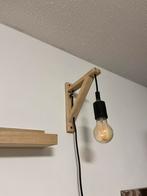 Industriële Wandlamp met Houten Frame, Ophalen of Verzenden, Zo goed als nieuw, Hout