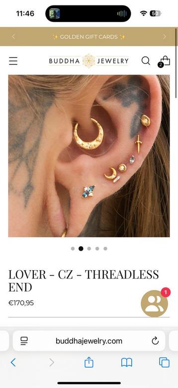 Buddha jewelry lover threadless end piercing beschikbaar voor biedingen