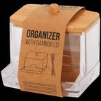 Wattenstaaf houder + oorstokjes houder met bamboe deksel, Huis en Inrichting, Woonaccessoires | Overige, Ophalen, Nieuw