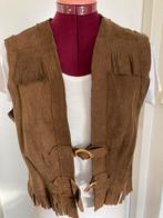 Gilet met franjes echt leer maat M 40 vintage, Gedragen, Maat 38/40 (M), Ophalen of Verzenden, Bruin