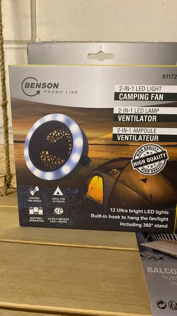 Te koop 2-in ledlight  camping fan 
