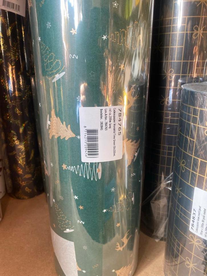 Cadeaupapier Najaar hert groen 200 meter 50cm breed, Diversen, Cadeaupapier, Nieuw, Ophalen of Verzenden