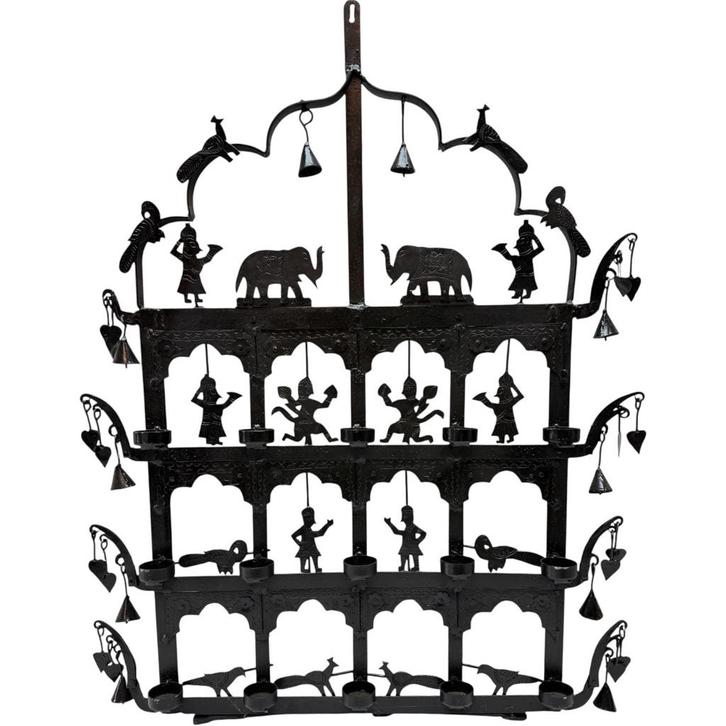 Smeedijzeren Waxinehouder met Decoratieve Figuren–20x67x86 c, Huis en Inrichting, Woonaccessoires | Wijnrekken, Zo goed als nieuw