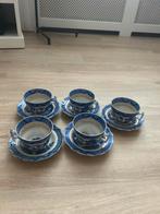 Antieke blauw/wit kop en schotels (5+1), Ophalen, Gebruikt, Overige stijlen, Kop(pen) en/of Schotel(s)