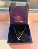 Zilveren ketting met blauw hangertje, Sieraden, Tassen en Uiterlijk, Kettingen, Verstelbaar, Blauw, Nieuw, Ophalen of Verzenden