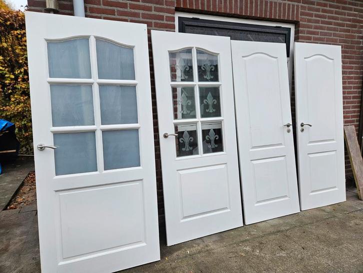 5 witte binnendeuren te koop, Doe-het-zelf en Verbouw, Deuren en Horren, Gebruikt, Binnendeur, 200 tot 215 cm, 80 tot 100 cm, Glas