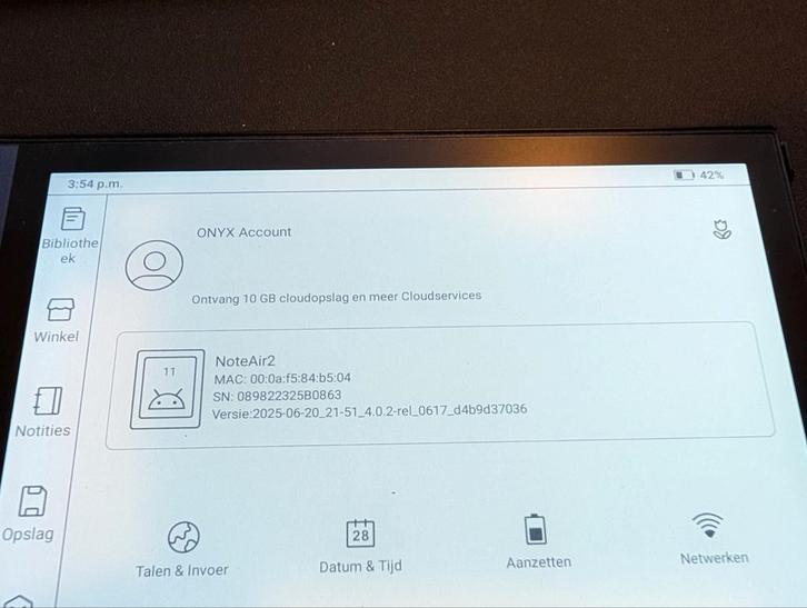Onyx Boox Note Air 2 - Uitstekend (Zonder Pen), Computers en Software, E-readers, Zo goed als nieuw, 10 inch of meer, 16 GB of meer