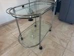 Barwagen glas, Huis en Inrichting, Tafels | Bijzettafels, Ophalen, Minder dan 55 cm, Rond, Glas
