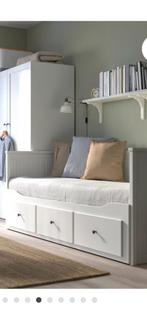 Hemnes bed met lades, uitschuifbaar tot 2 persoonsbed, 80 cm, Wit, Zo goed als nieuw, Hout