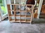 Kallax 12 vakken kast bruin met wielen, Ophalen, Zo goed als nieuw, 25 tot 50 cm, Minder dan 150 cm