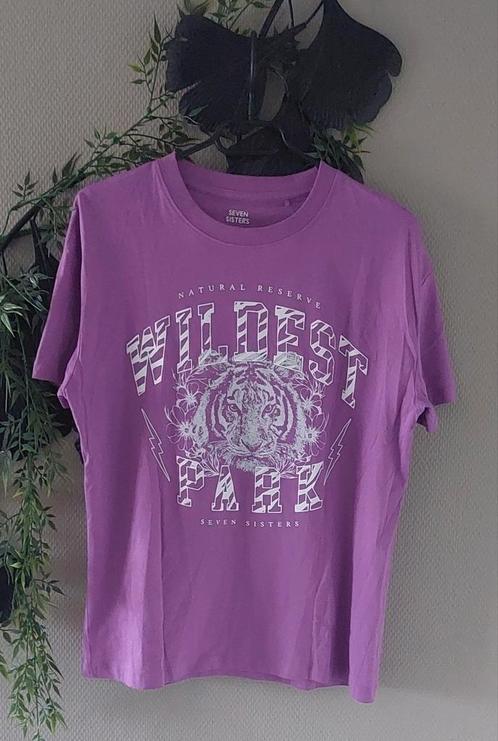 SEVEN SISTERS t Shirt paars+wit S🙂, Kleding | Dames, T-shirts, Nieuw, Maat 36 (S), Paars, Korte mouw, Ophalen of Verzenden