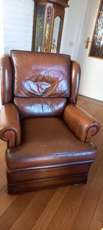 te Koop fauteuil, Huis en Inrichting, Fauteuils, Minder dan 75 cm, Gebruikt, Leer, 50 tot 75 cm