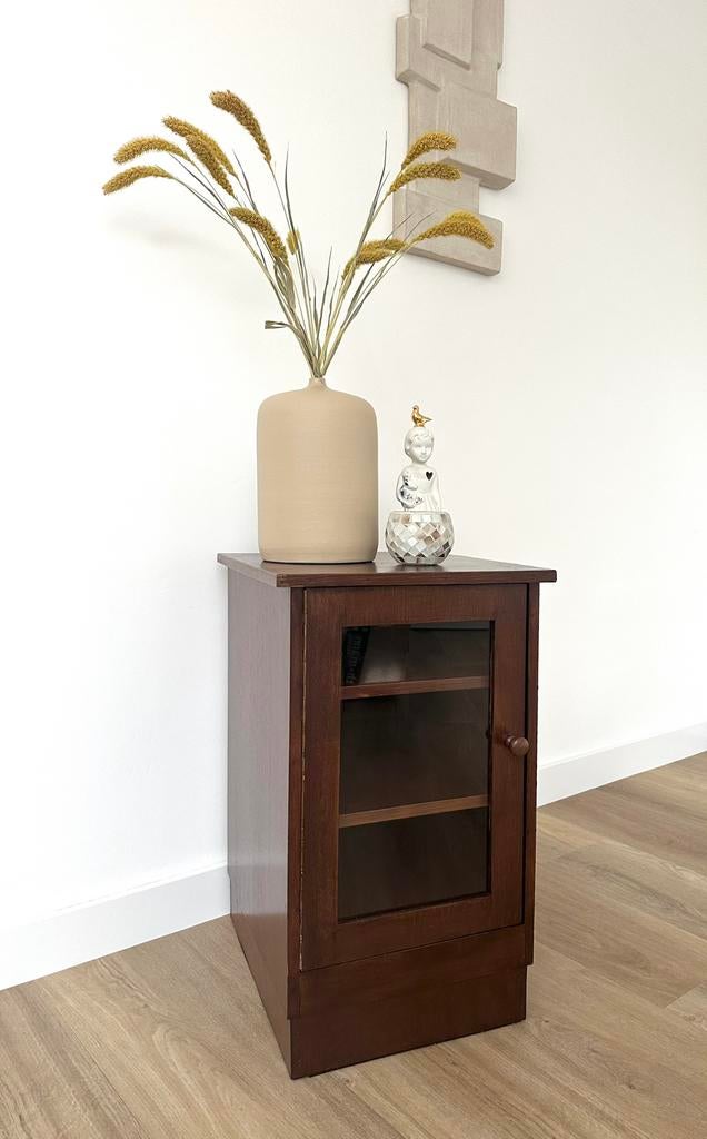 Vintage vitrinekastje oud kastje midcentury nachtkastje, Ophalen, Gebruikt, 50 tot 100 cm, Minder dan 100 cm