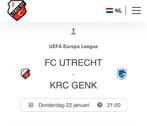 2 tickets Fc Utrecht - KRC Genk Europa League, Tickets en Kaartjes, Losse kaart, Eén persoon, Januari, Europa of Champions League