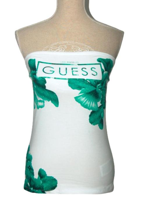 Nieuw Guess topje, strapless top, wit/groen, M. S, Kleding | Dames, Tops, Nieuw, Maat 36 (S), Zonder mouw, Verzenden