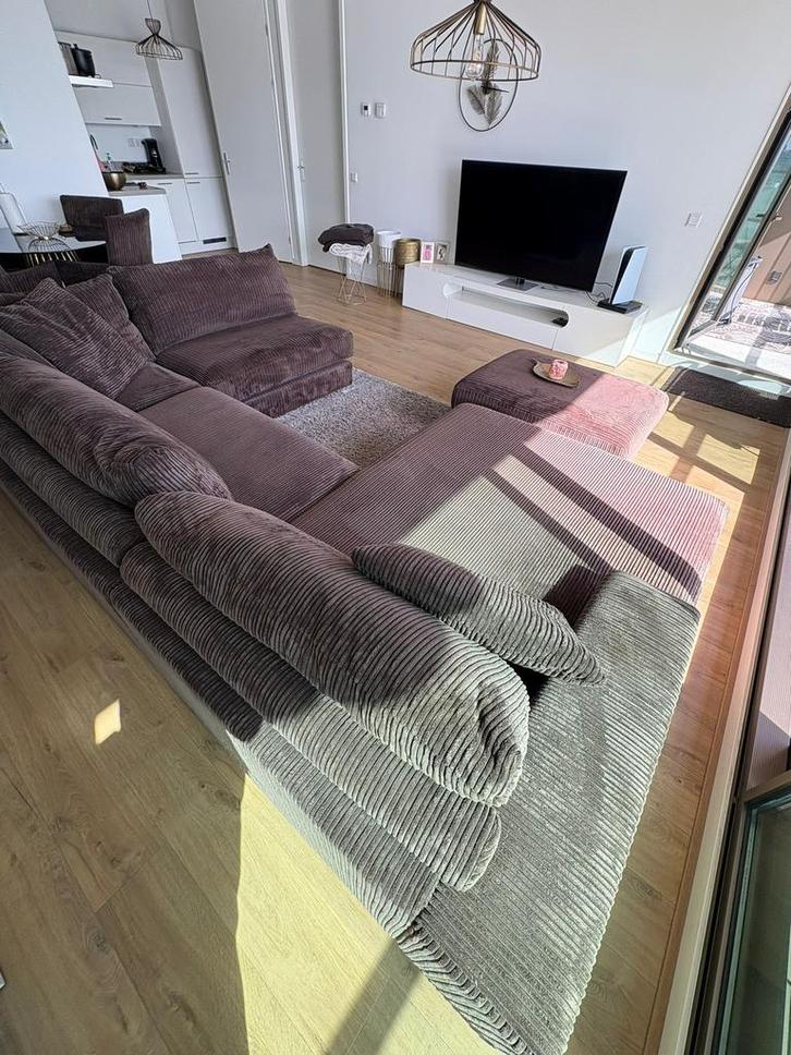 Complete Woonkamer - Eetkamer set! Corduroy Chocolade Bruin, Huis en Inrichting, Banken | Complete zithoeken, Zo goed als nieuw